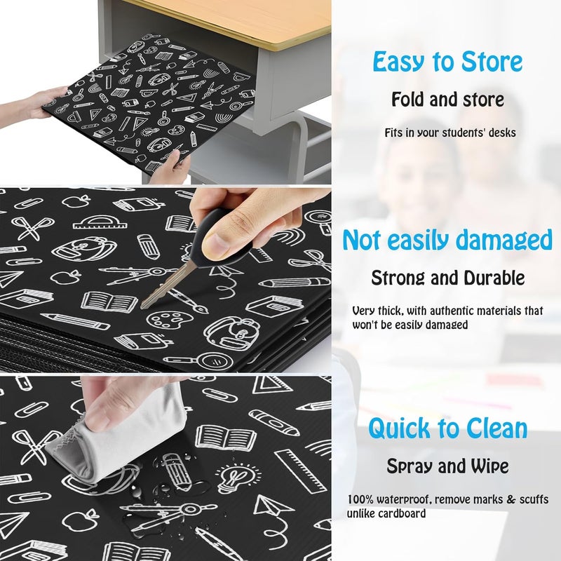 Bcabo 24 Pack Black Printing Privacy Floders for Student Desks - Durable Plastic Erasable - Testing Dividers for Classroom - Easy Clean Privacy Shields for Student - Includes Extra Labels - Image 4